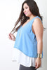 V Neck Sleeveless Two Tone Top