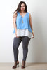 V Neck Sleeveless Two Tone Top