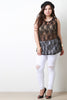 Semi-Sheer Floral Lace Keyhole Sleeveless Top