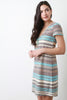 Deep V Striped Tee Shirt Dress