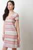 Deep V Striped Tee Shirt Dress