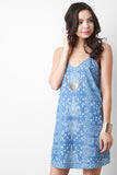 Chambray Bandana Print Shift Dress