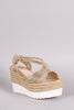 Bamboo Asymmetrical Strappy Flatform Wedge