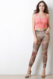 Tribal Paisley Pattern Semi-Sheer Mesh Leggings