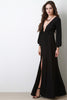 Deep V Neck Thigh High Slit Maxi Dress