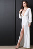 Deep V Neck Thigh High Slit Maxi Dress