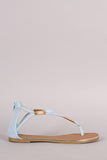 Qupid Metallic Hardware Embellished Thong Flat Sandal