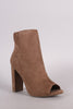 Wild Diva Lounge Peep Toe Chunky Heel Booties