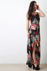 Floral Print Deep Slit Sleeveless Waist-Tie Maxi Dress