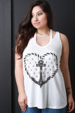 Anchor Heart Cut Out Sleeveless Top