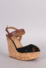 Bamboo Gathered Peep Toe Cork Wedge