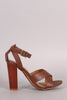 Bamboo Crisscross Strap Open Toe Chunky Heel