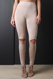 High Waist Knee Slit Leggings