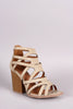 Qupid Strappy Overlapping Caged Chunky Heel