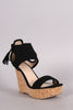 Qupid Scaly Ankle Cuff Cork Platform Wedge