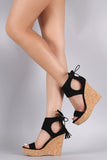 Qupid Scaly Ankle Cuff Cork Platform Wedge