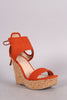 Qupid Scaly Ankle Cuff Cork Platform Wedge