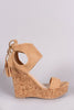 Qupid Scaly Ankle Cuff Cork Platform Wedge