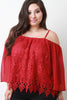 Crochet Lace Off-The-Shoulder Scalloped Hem Blouse Top