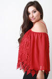 Crochet Lace Off-The-Shoulder Scalloped Hem Blouse Top