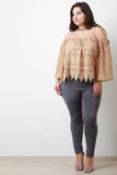 Crochet Lace Off-The-Shoulder Scalloped Hem Blouse Top