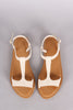 Bamboo Snake Embossed T-Strap Open Toe Flat Sandal