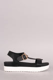 Bamboo T-Strap Flatform Lug Sandal