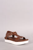 Bamboo T-Strap Flatform Lug Sandal