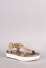 Bamboo Metallic T-Strap Flatform Lug Sandal