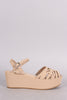 Bamboo Nubuck Geo Cutout Ankle Strap Flatform