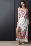 Floral Print High Slit Sleeveless Waist-Tie Maxi Dress