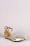 Breckelle Ankle Strap Pointy Toe Dorsay Flat