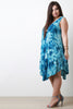 Deep V Tie Dye Print Asymmetrical Dress