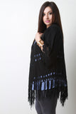 Solid Macrame Knit Fringe Kimono