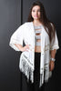 Solid Macrame Knit Fringe Kimono