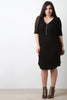 Adjustable Zip Neckline Thermal Knit Dress