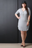 Adjustable Zip Neckline Thermal Knit Dress