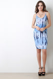 Tie Dye V-Neck Crisscross Back Midi Dress