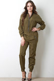 Bomber Zip Up Jumpsuit