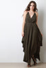 Halter Deep V Handkerchief Maxi Dress