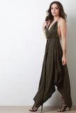 Halter Deep V Handkerchief Maxi Dress