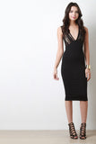 Deep V Semi-Sheer Mesh Midi Dress