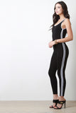 Stripe Contrast Scoop Neck Sleeveless Jumpsuit