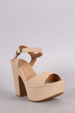 Bamboo Ankle Strap Chunky Platform Heel