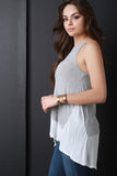 Loose Knit Two Tone Sleeveless Top