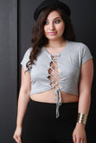 Lace Up Short Sleeve Crop Top