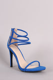 Anne Michelle Suede Triple Ankle Strap Single Sole Heel