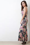 Baroque Paisley V-Neck Sleeveless Maxi Dress