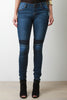 Low Rise Contrast Knee Panel Jeans