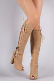 Shoe Republic LA Lace Up Knee High Boots